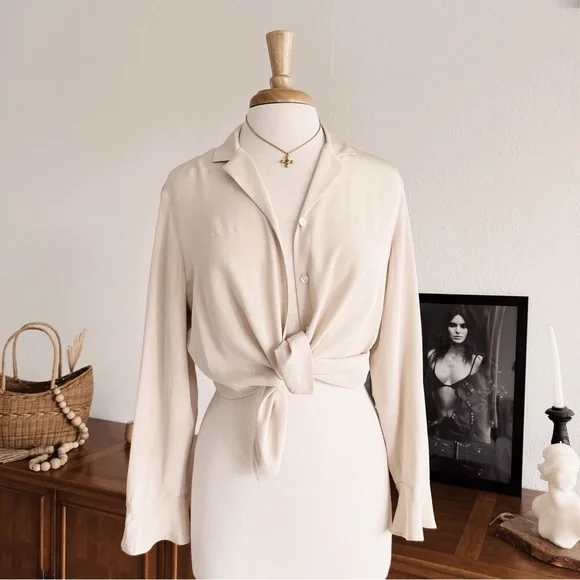 100% SILK BUTTON DOWN VINTAGE TOP #0352 - Picture 4 of 9